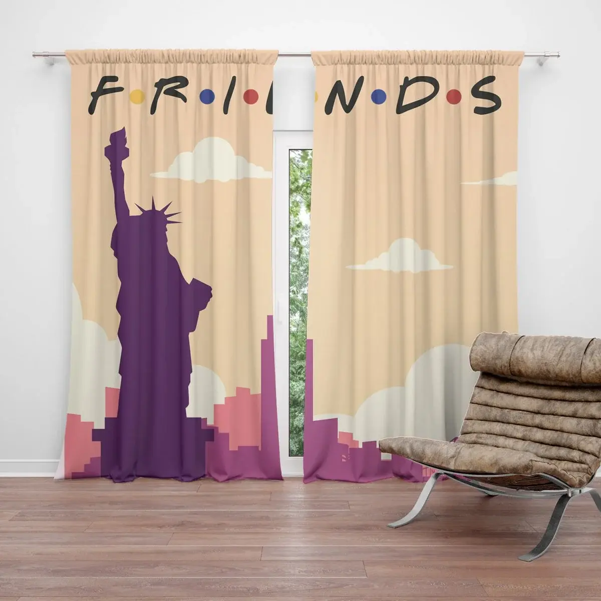 Závěs Seriál Přátelé FRIENDS Socha Svobody: 2ks 140x250cm