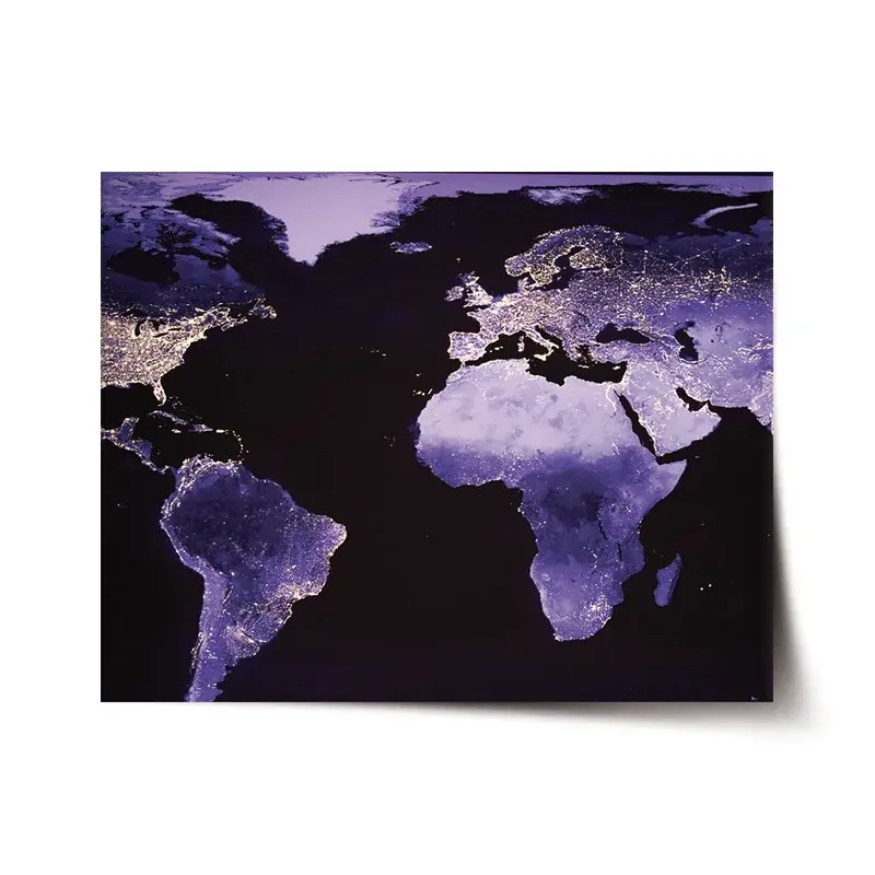 Plakát Světelná mapa světa - 120x80 cm