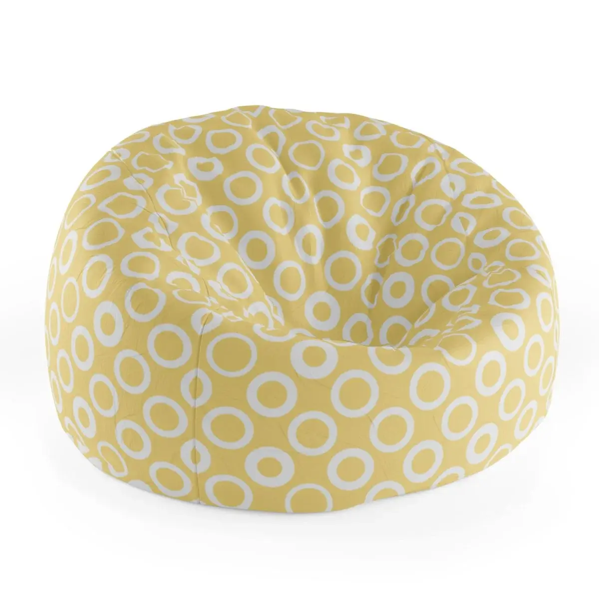 Sedací vak Cocoon Bílé kruhy na žluté - 75 x 45 x 35 cm