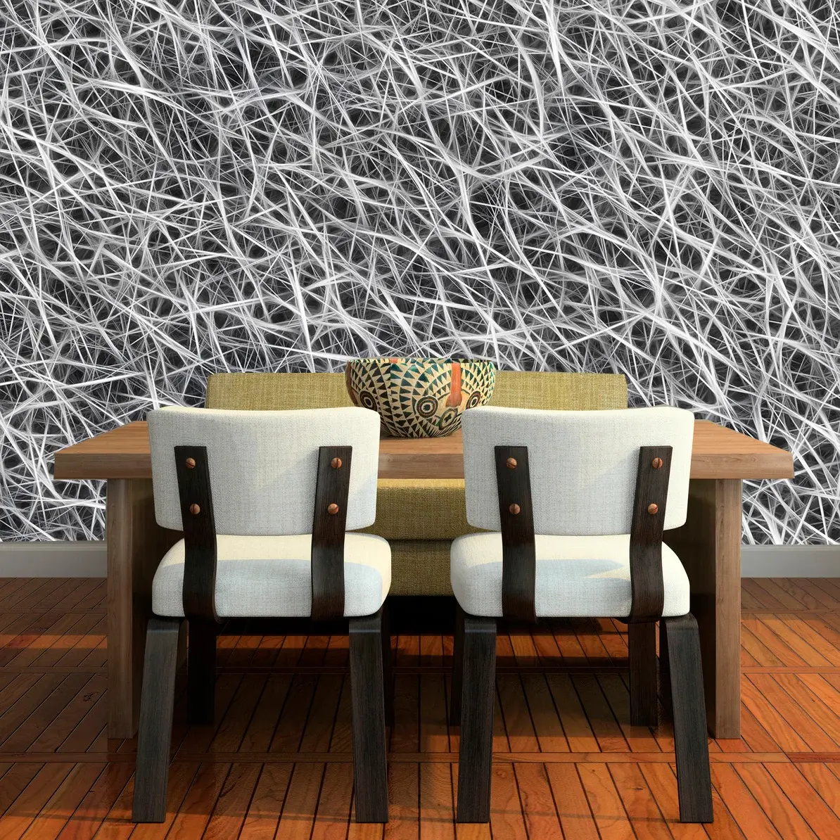 Tapeta Bílá vlákna - 125x75 cm