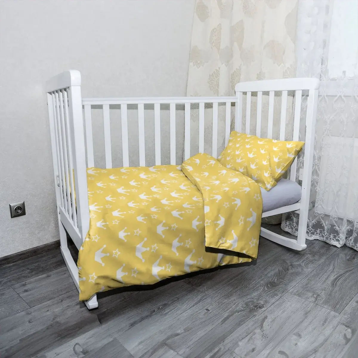 Mikroplyšové dětské povlečení do postýlky Princeznovské korunky - 100x135 / 40x60