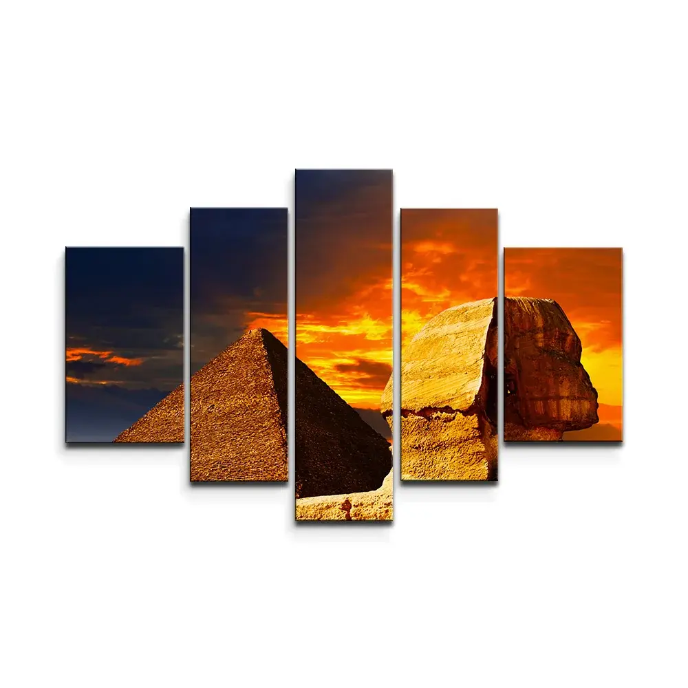 Obraz - 5-dílný Pyramidy - 125x90 cm