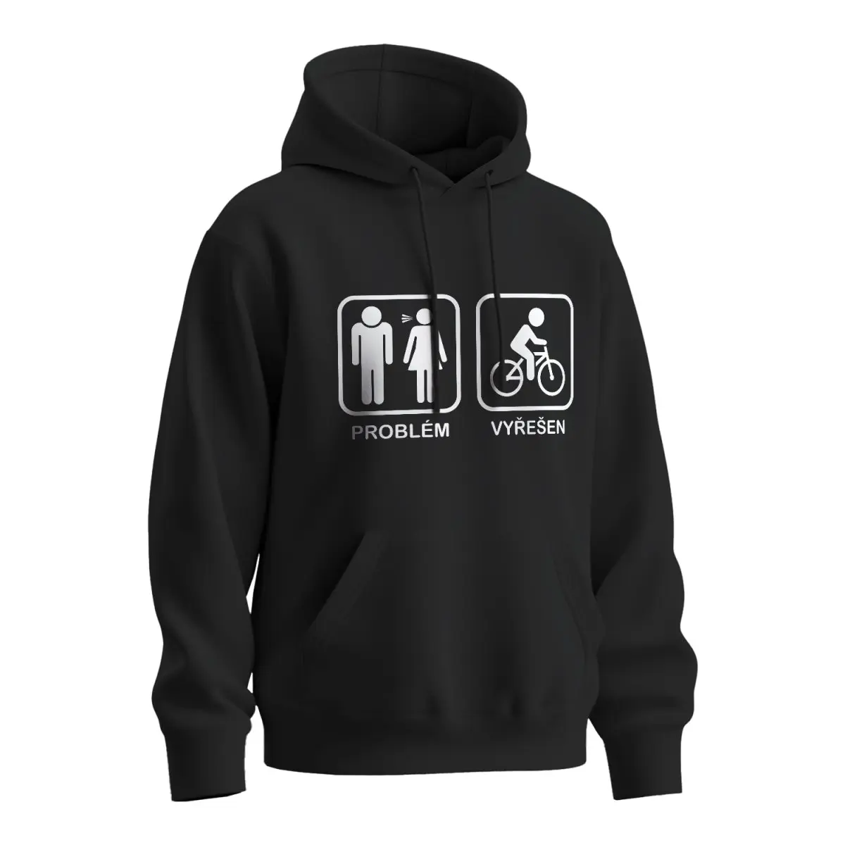 Mikina s potiskem Kolo - problém vyřešen - černá 4XL