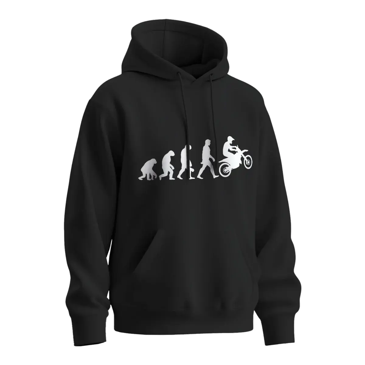 Mikina s potiskem Evoluce motorkáře - černá 4XL