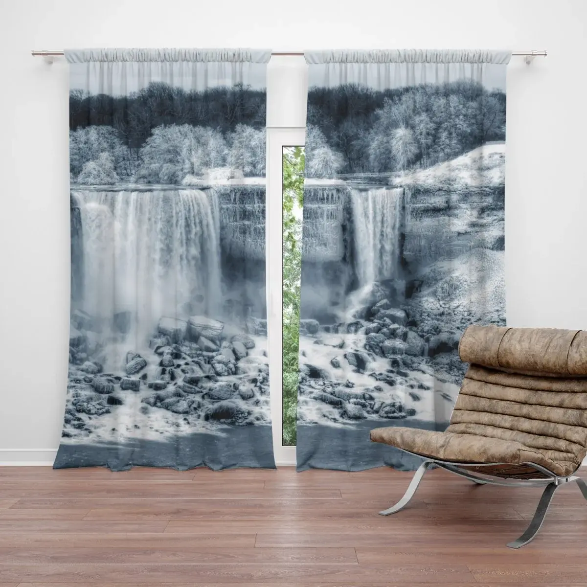 Závěs Černobílý vodopád: 2ks 140x250cm