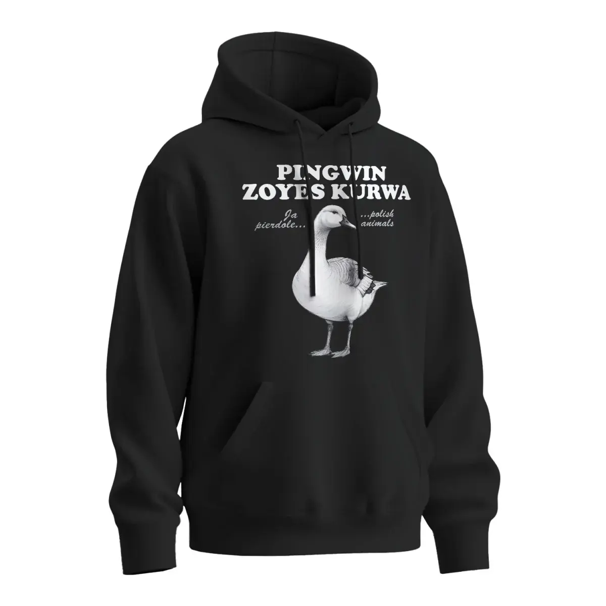 Mikina s potiskem ZOYES KURWA PINGWIN - černá 4XL