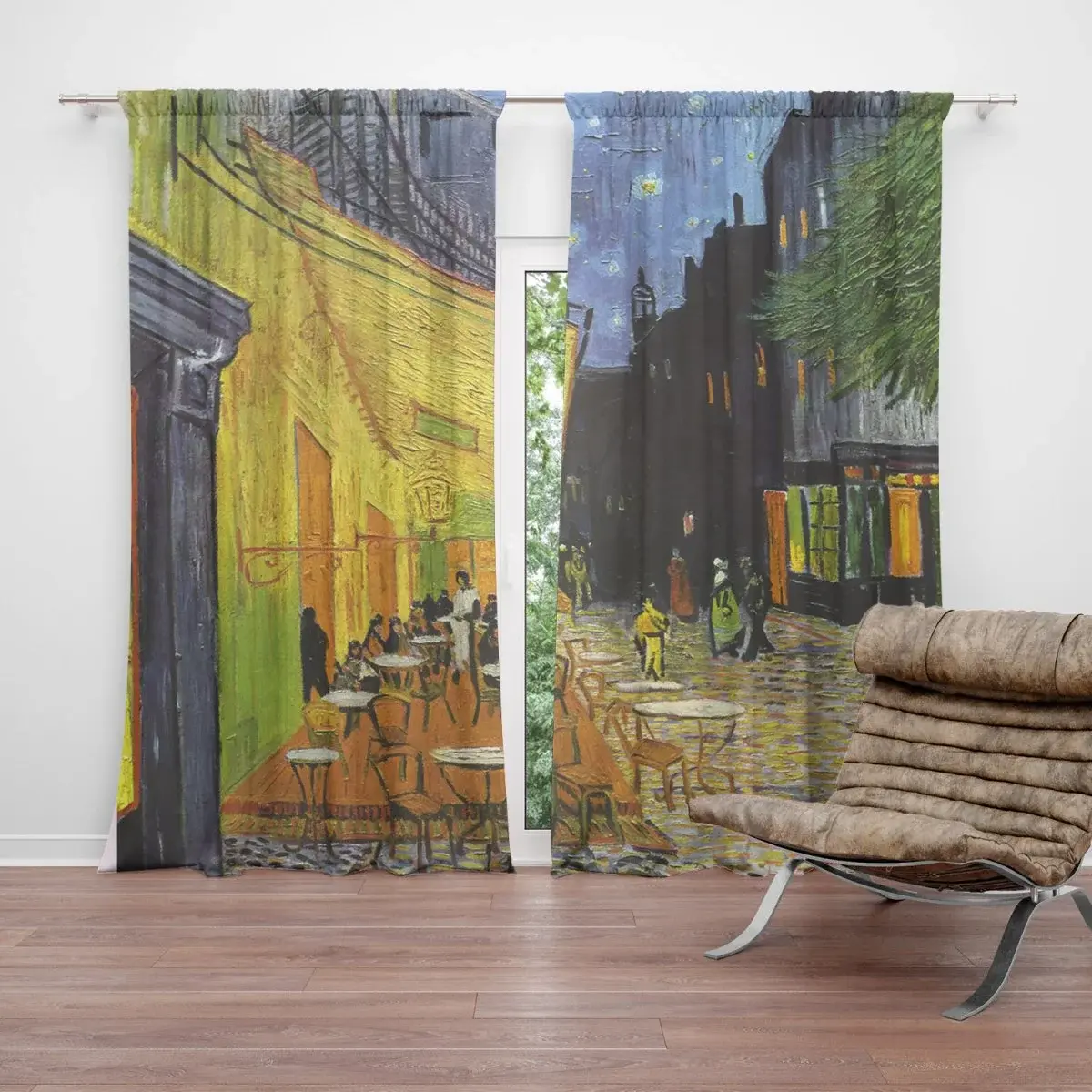 Závěs Terasa kavárny v noci - Vincent van Gogh: 2ks 140x250cm