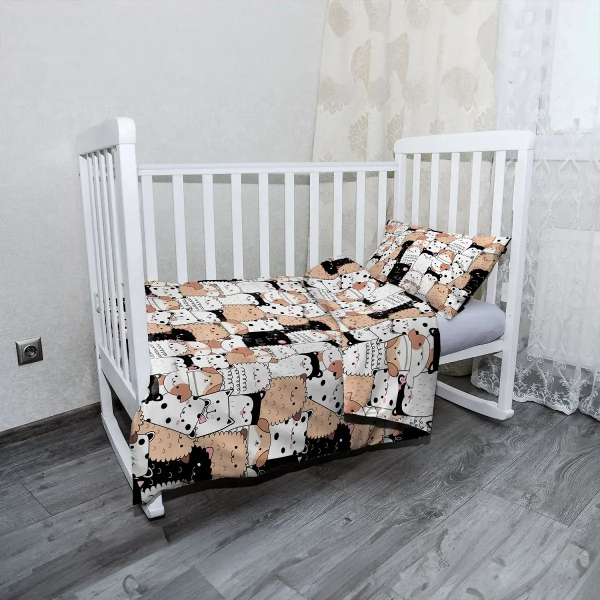Mikroplyšové dětské povlečení do postýlky Roztomilá zvířátka