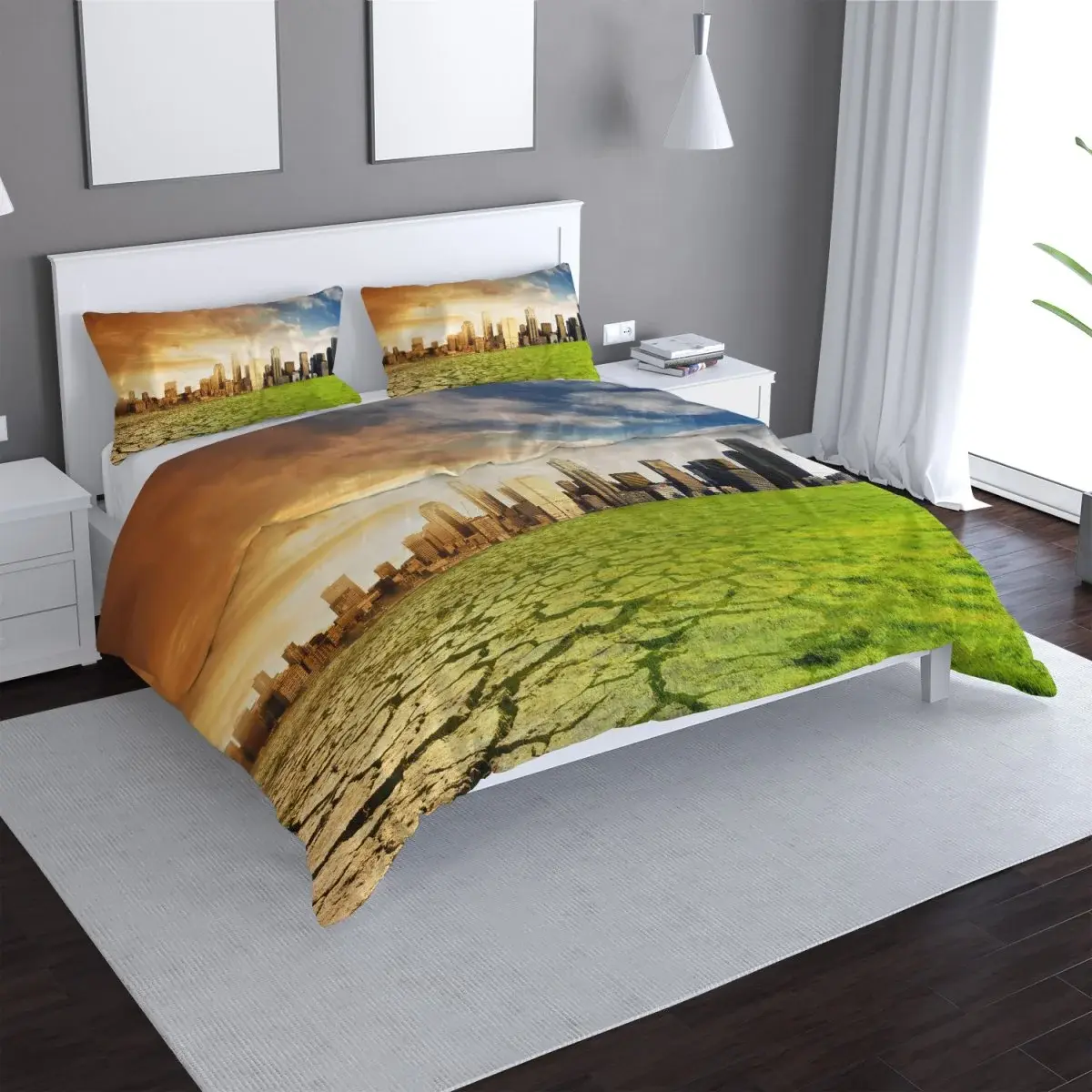 Povlečení Vyprahlá zem před mrakodrapy - 140x220 / 90x70