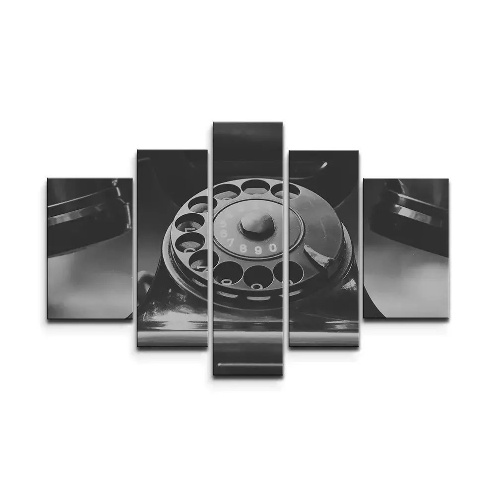 Obraz - 5-dílný Starý telefon - 125x90 cm