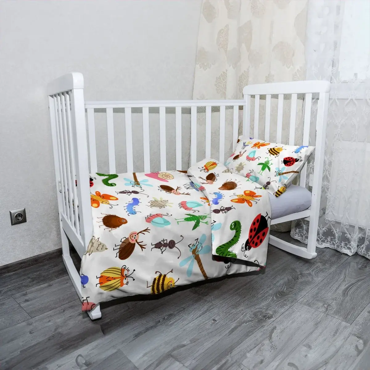 Mikroplyšové dětské povlečení do postýlky Hmyz - 120x90 / 40x60