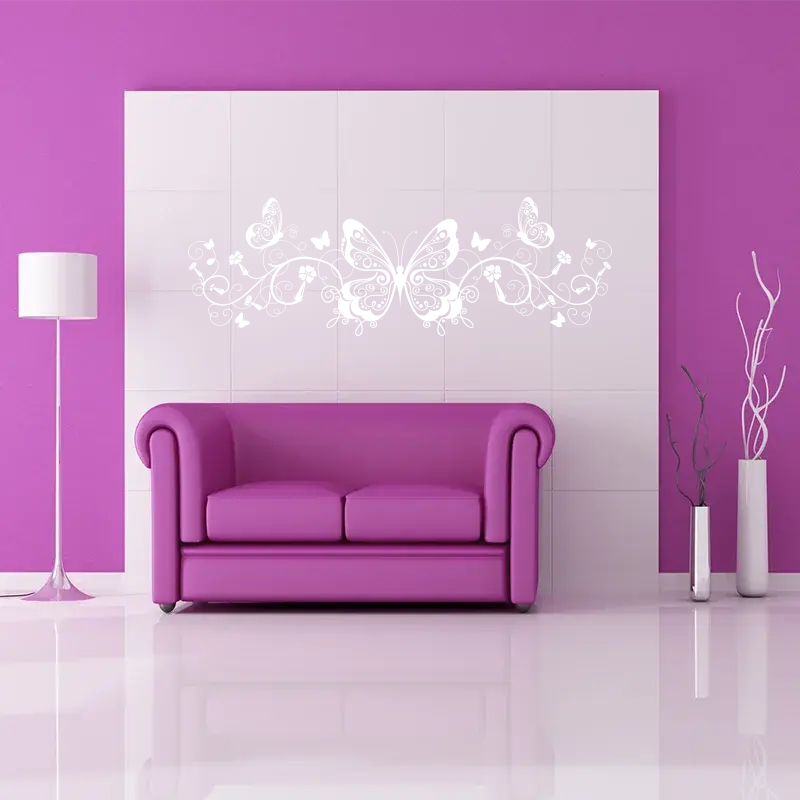 Samolepka na zeď: Motýlí ornament 2 - 90x30 cm