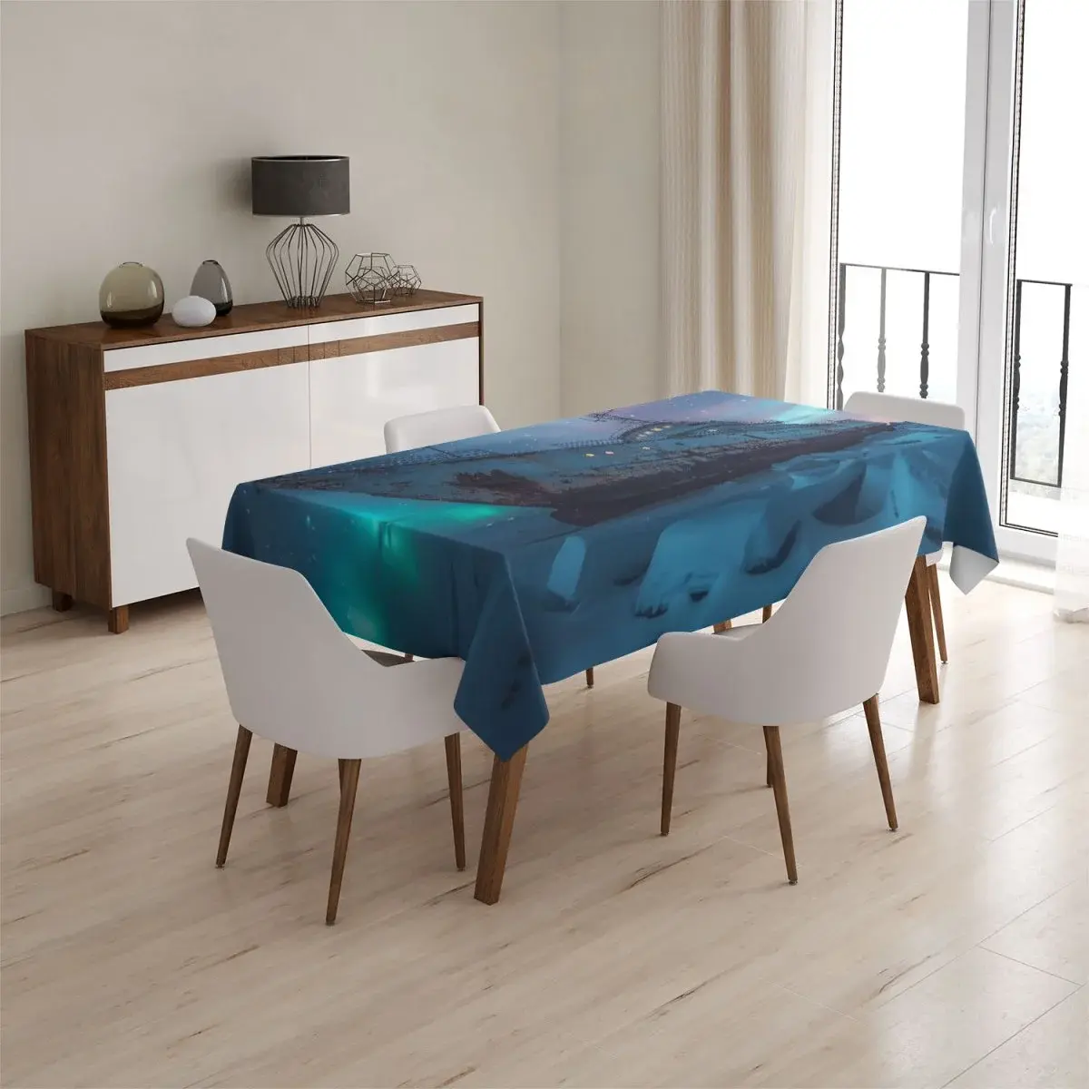 Ubrus Vrak lodi při polární záři - 130x130 cm