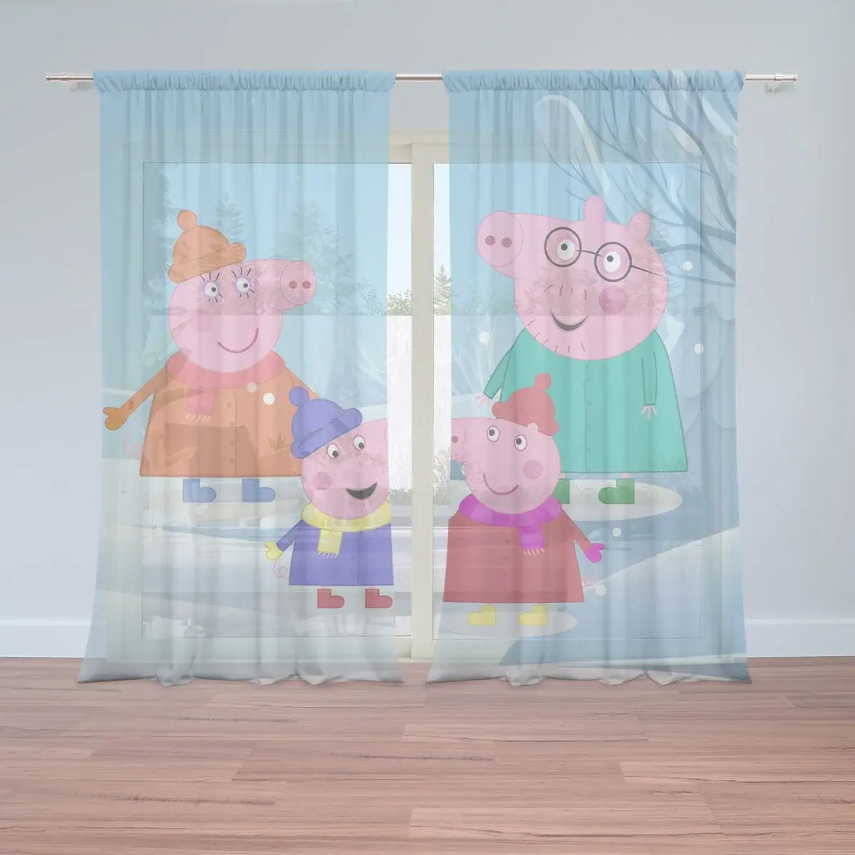 Záclony Prasátko Pepina Rodina: 2ks 150x250cm