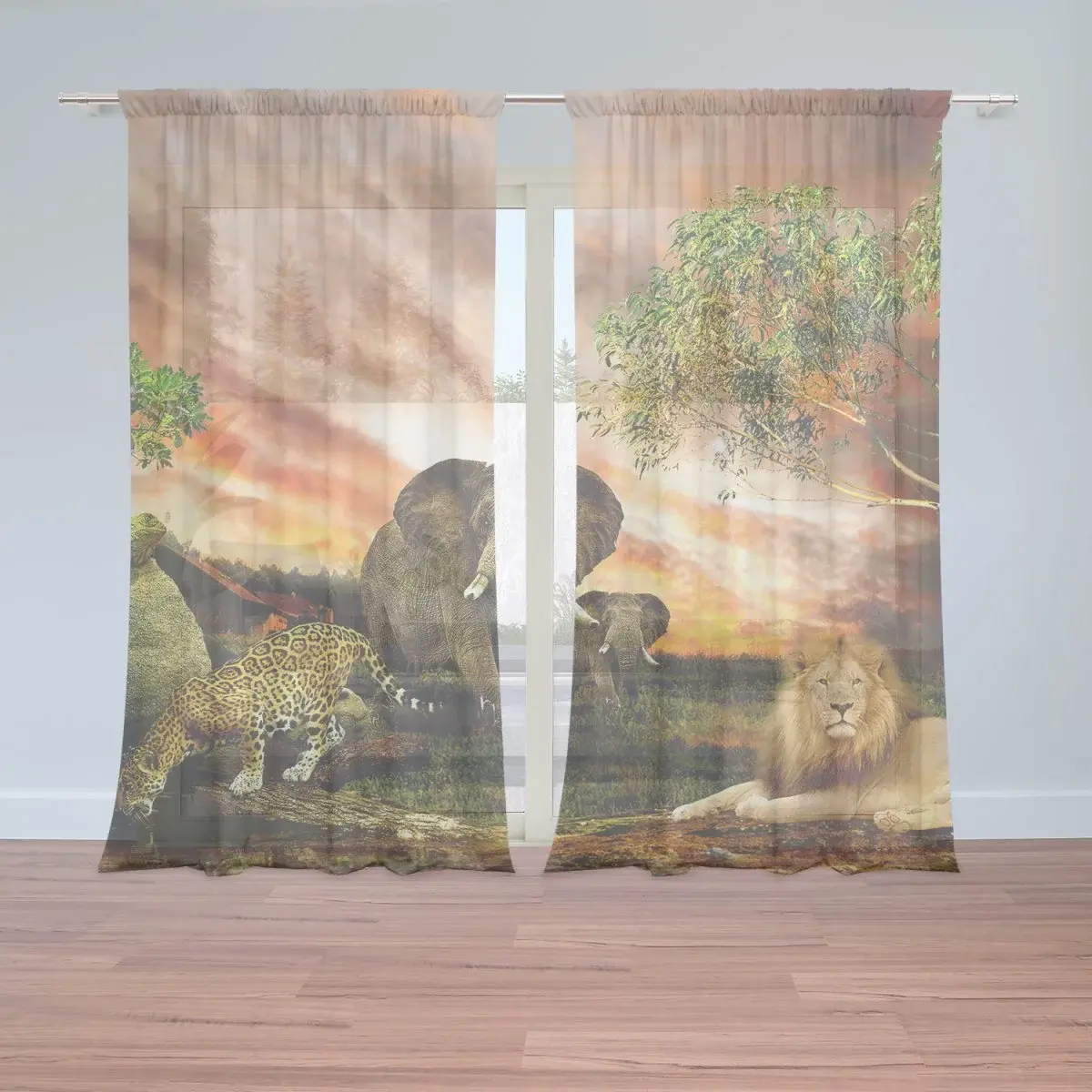 Záclony Zvířata ze Sahary: 2ks 150x250cm