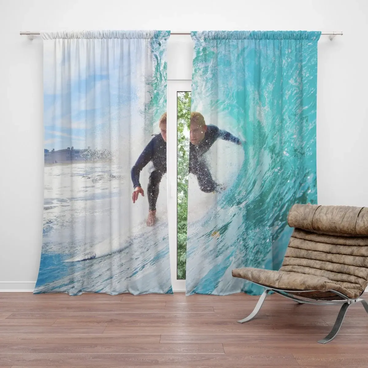 Závěs Surfař na vlně: 2ks 140x250cm