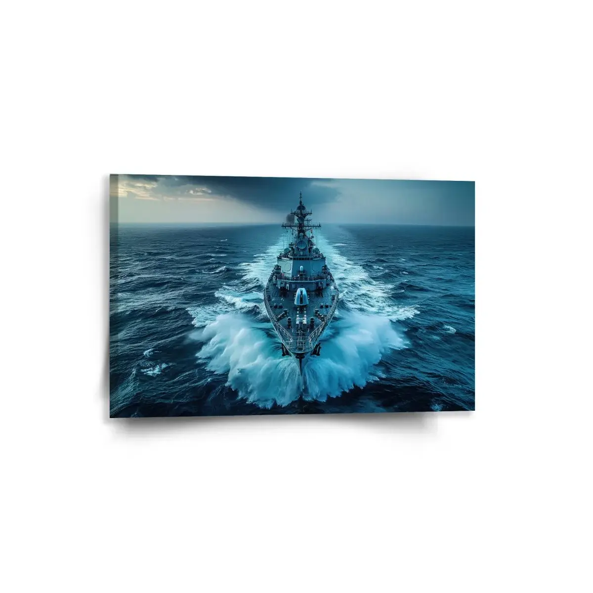 Obraz Válečná loď prorážející oceán - 60x40 cm