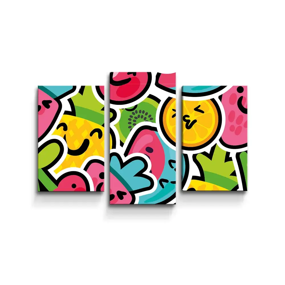 Obraz - 3-dílný Veselé ovoce - 75x50 cm
