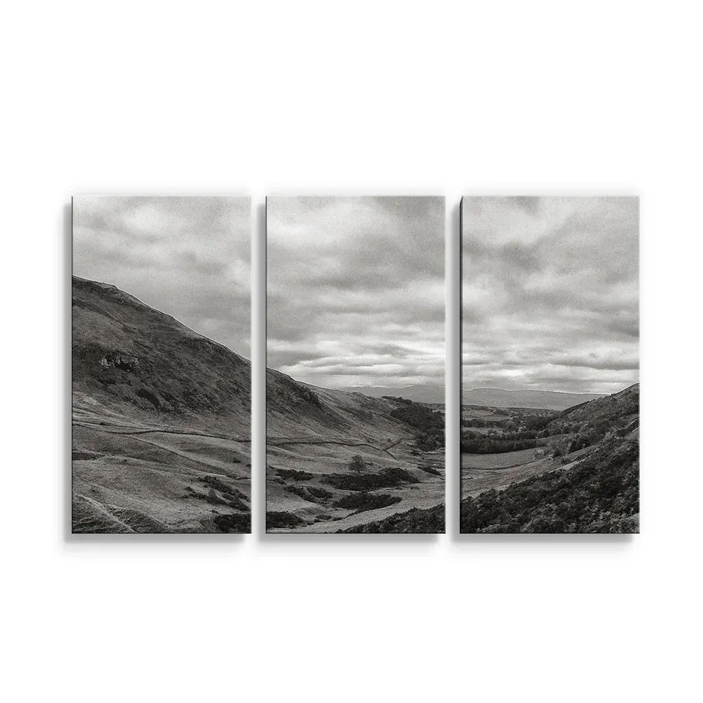 Obraz - 3-dílný Černobílé údolí - 120x80 cm