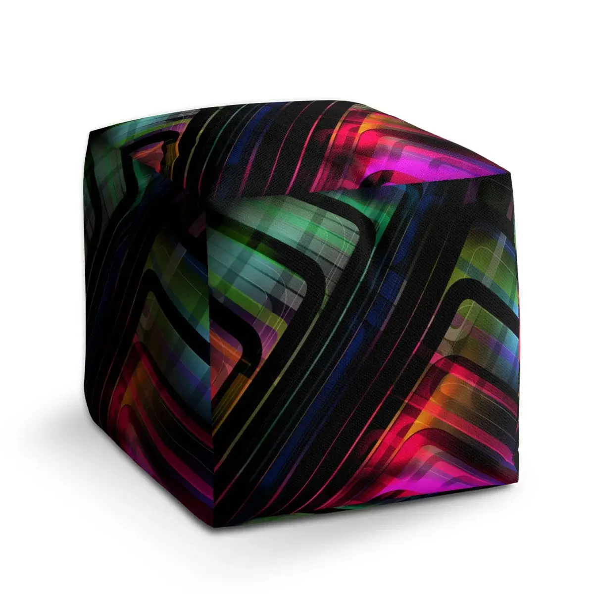 Taburet Cube Černé pruhy - 50x50x50 cm