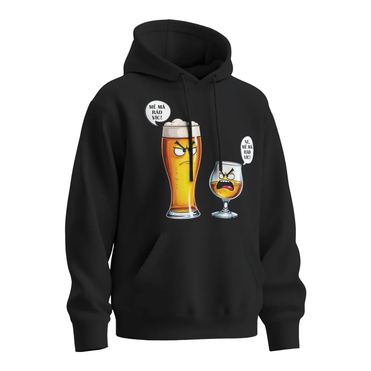 Mikina s potiskem Mě má rád víc - pivo vs. bourbon - černá 4XL