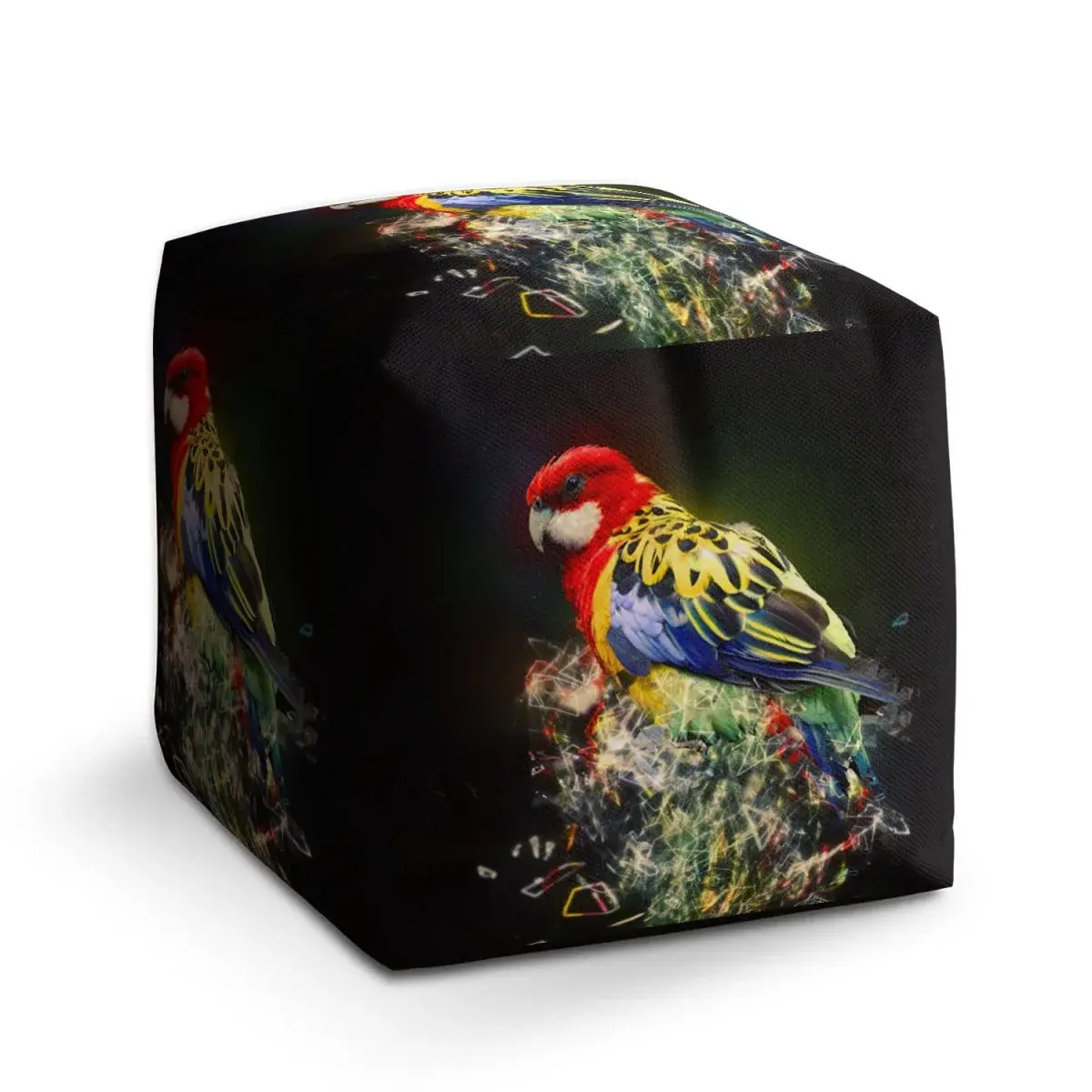 Taburet Cube Barevný papoušek - 40x40x40 cm