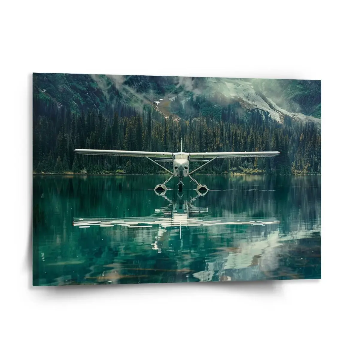 Obraz Hydroplán na horském jezeře - 150x110 cm
