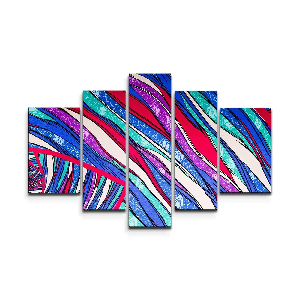 Obraz - 5-dílný Pruhovaný motiv 2 - 125x90 cm