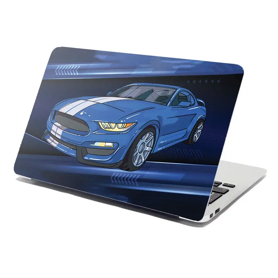 Samolepka na notebook Mustang Modré pozadí s pruhy - 29x20 cm