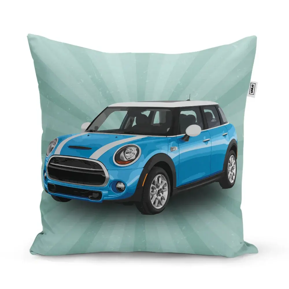 Polštář Mini sedan Zelené pozadí - 60x60 cm