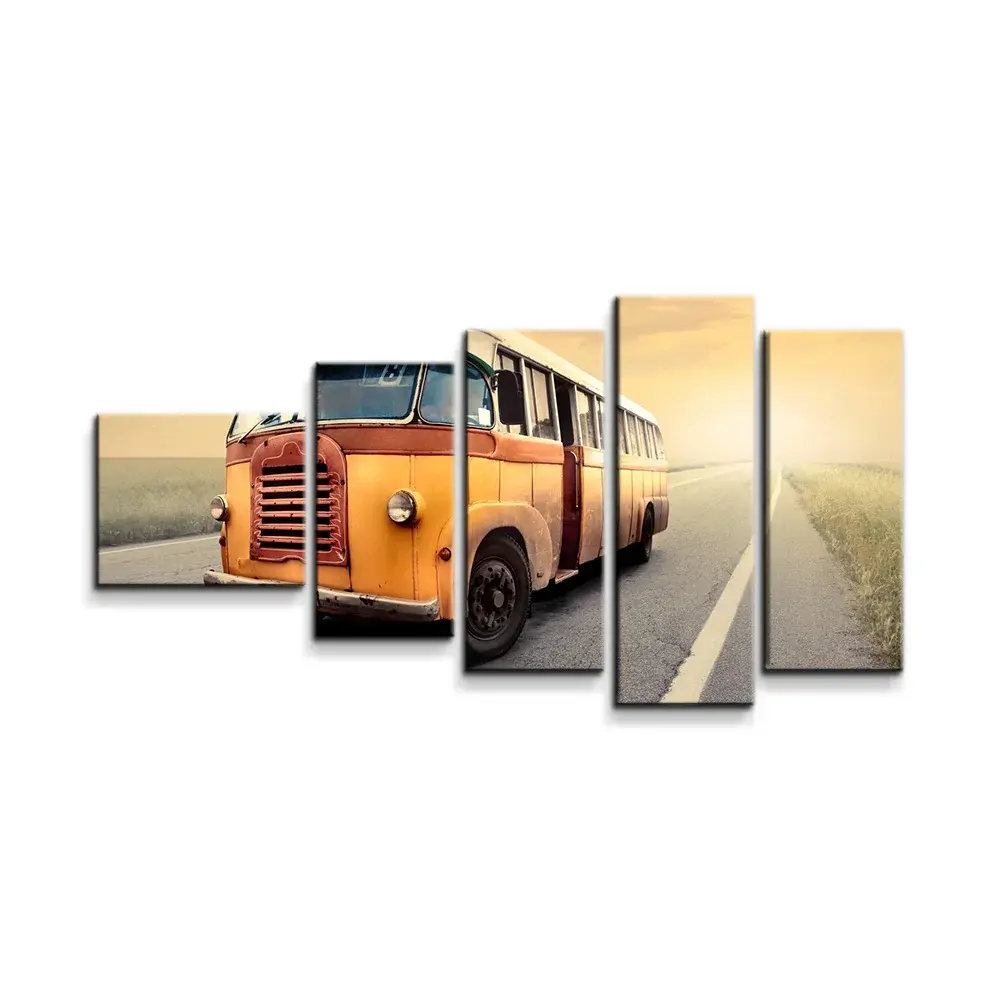 Obraz - 5-dílný Autobus veterán - 100x60 cm