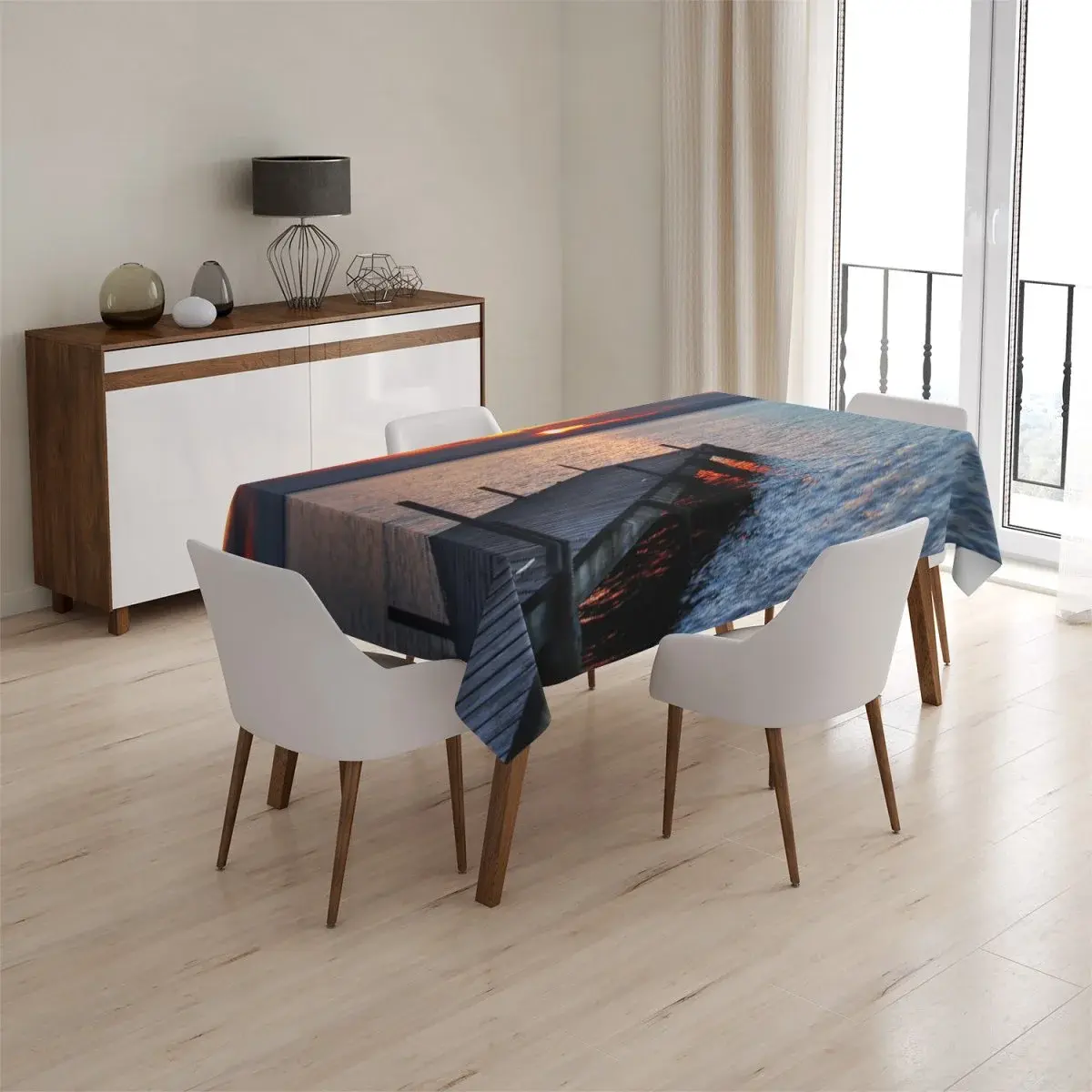 Ubrus Západ slunce nad molem: 90x90 cm