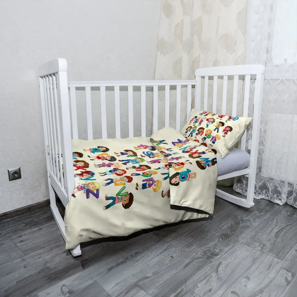 Mikroplyšové dětské povlečení do postýlky Abeceda - 100x135 / 40x60
