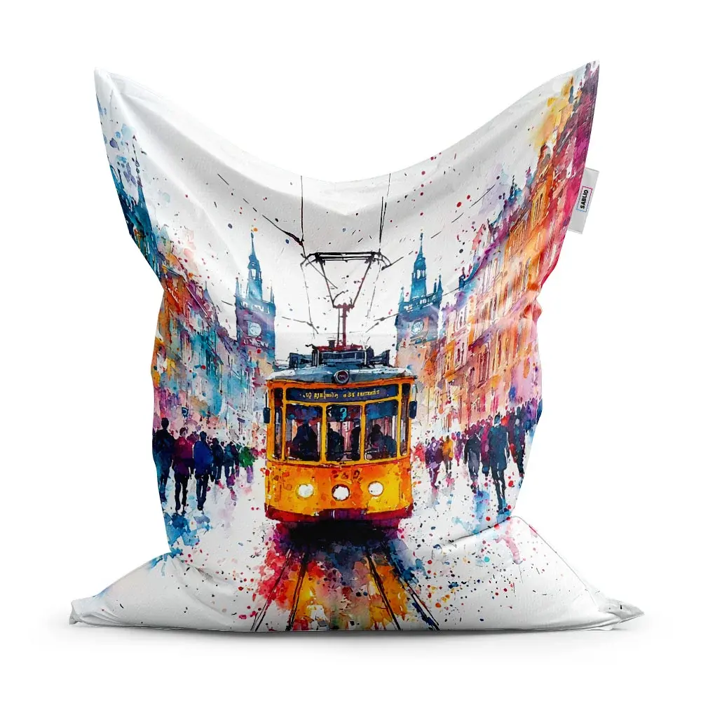 Sedací vak Žlutá tramvaj Paint - 200x140 cm