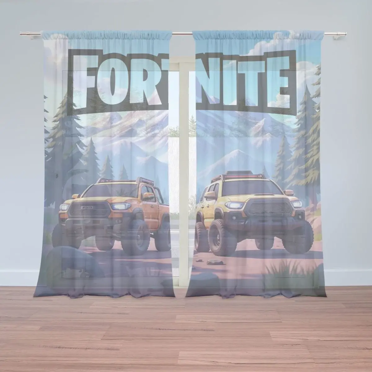Záclony FORTNITE Off-road auta: 2ks 150x250cm