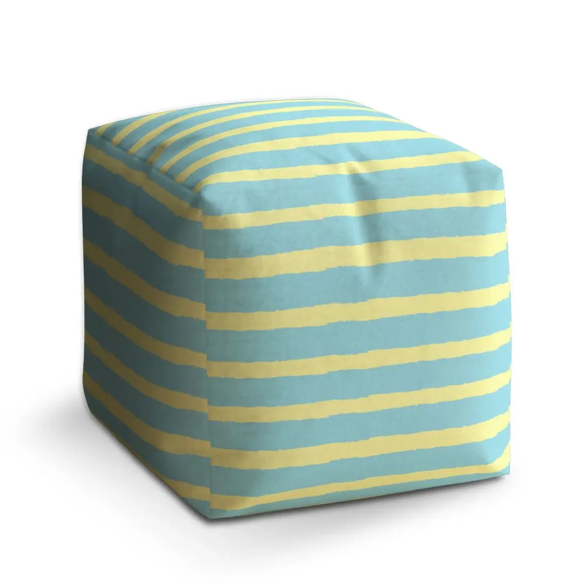 Taburet Cube Modrožluté pruhy - 50x50x50 cm