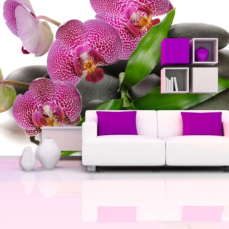 Tapeta Orchideje a kameny - 336x220 cm