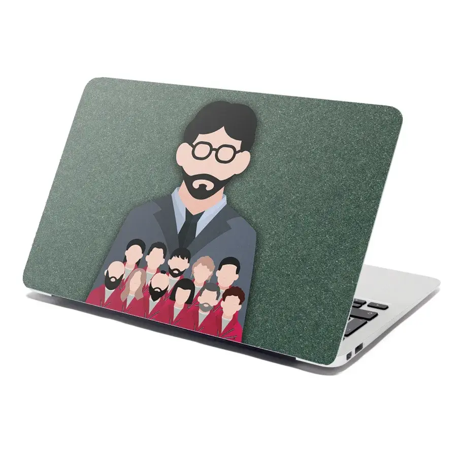 Samolepka na notebook Money heist Profesor a jeho tým Zelená - 38x26 cm