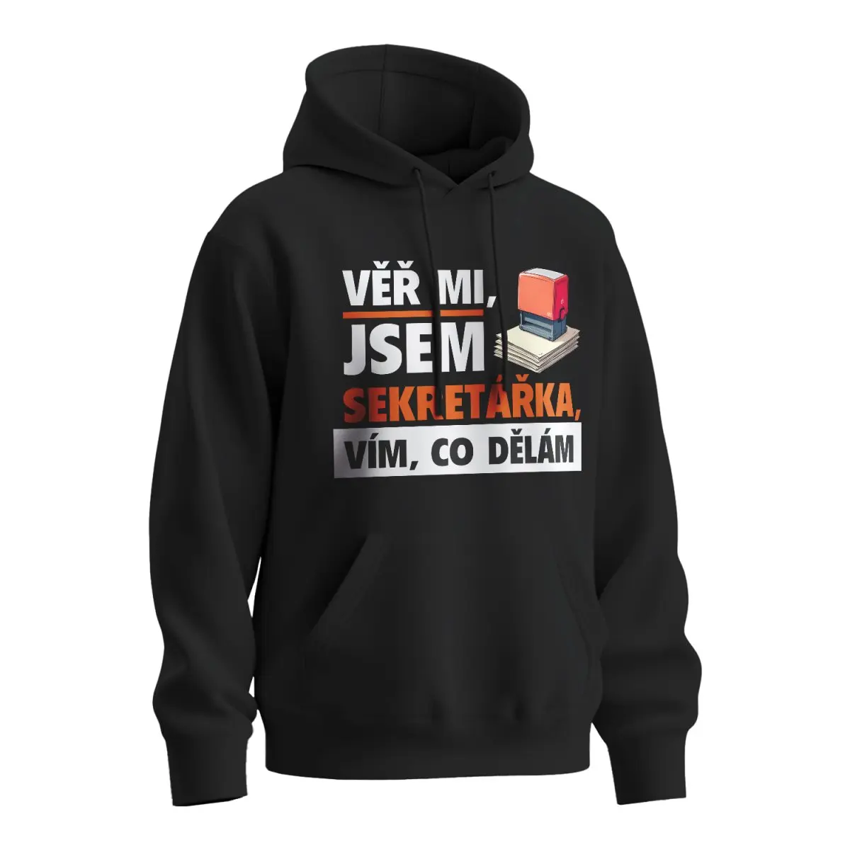 Mikina s potiskem Věř mi, jsem sekretářka - černá