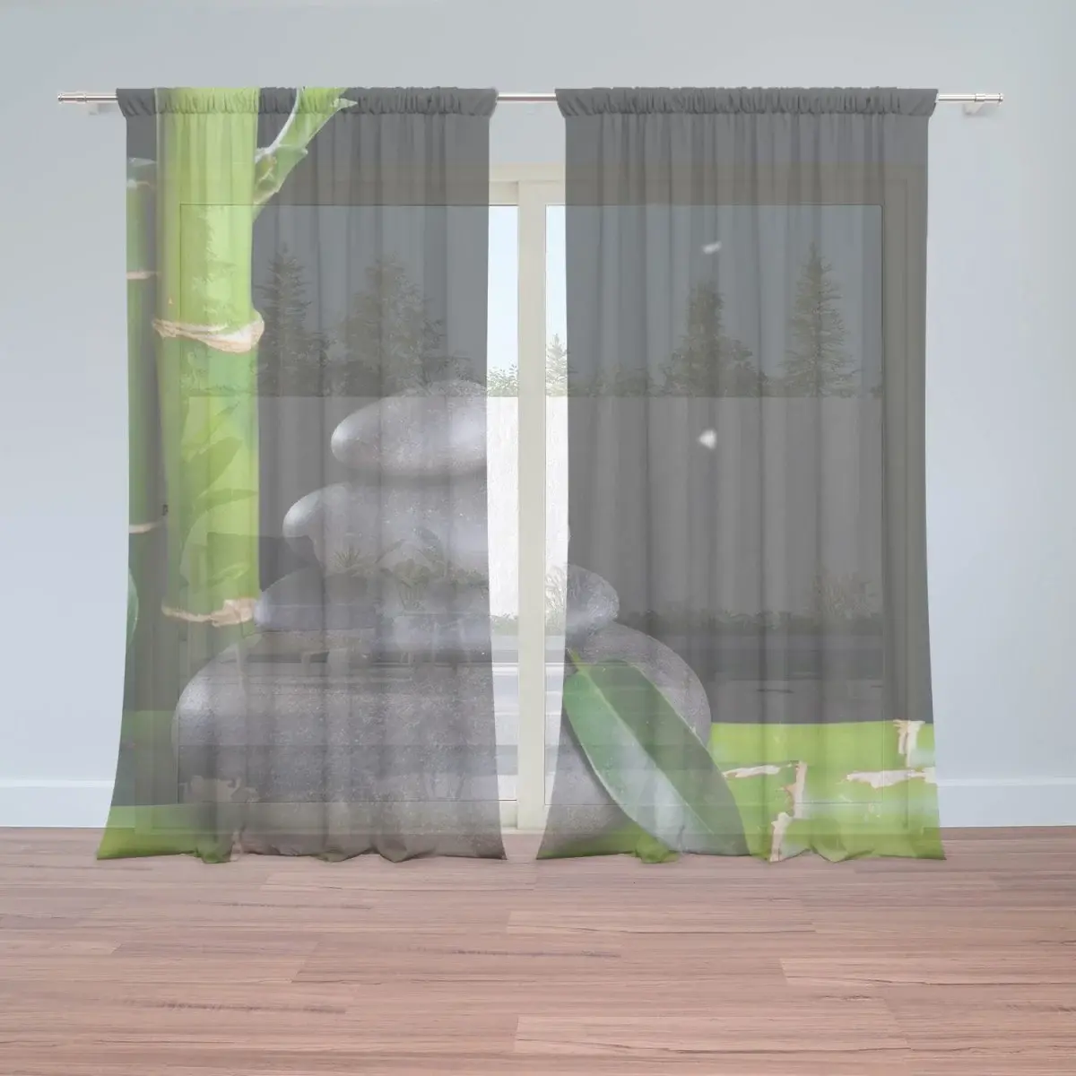 Záclony Bambus a kameny: 2ks 150x250cm