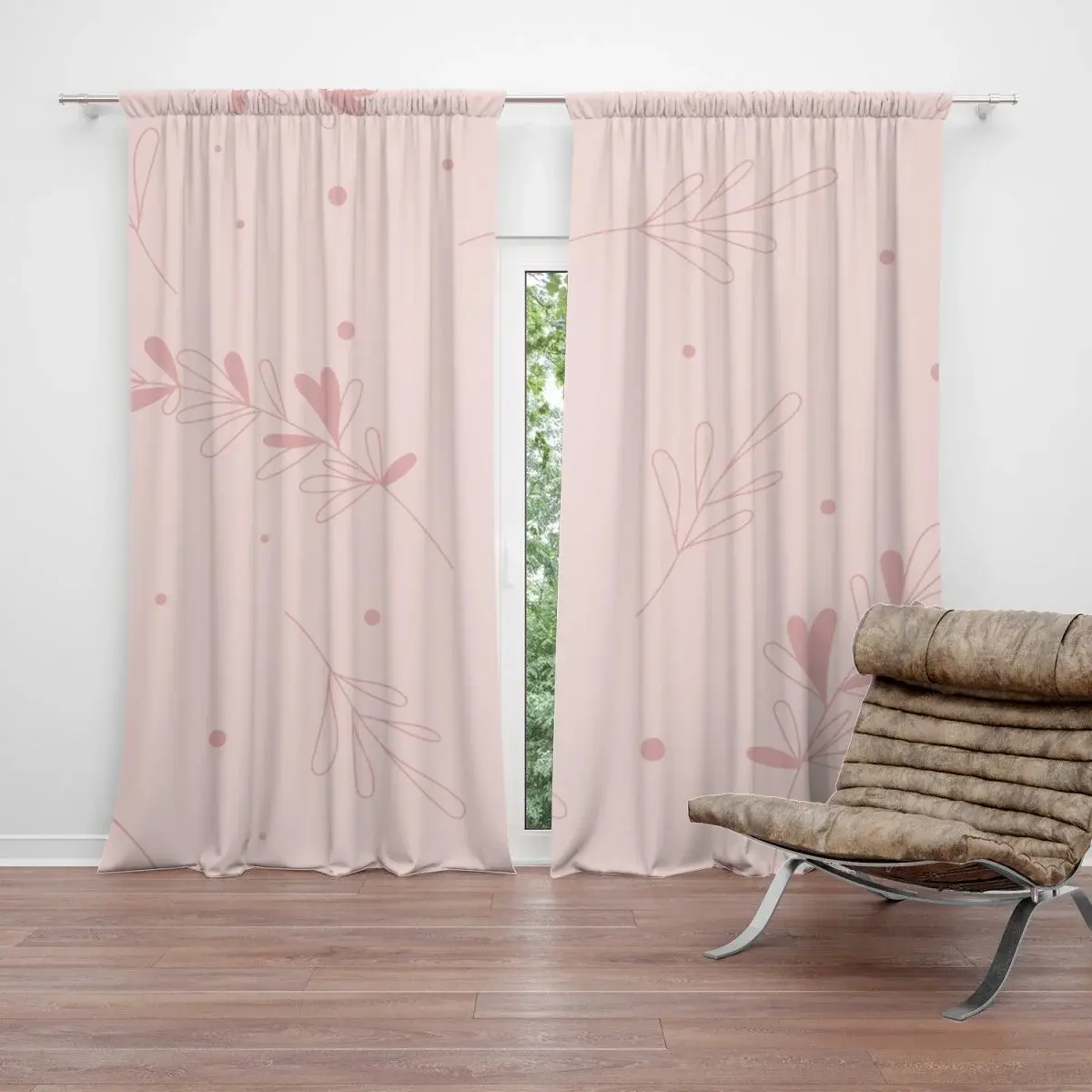 Závěs Růžové lístky: 2ks 140x250cm