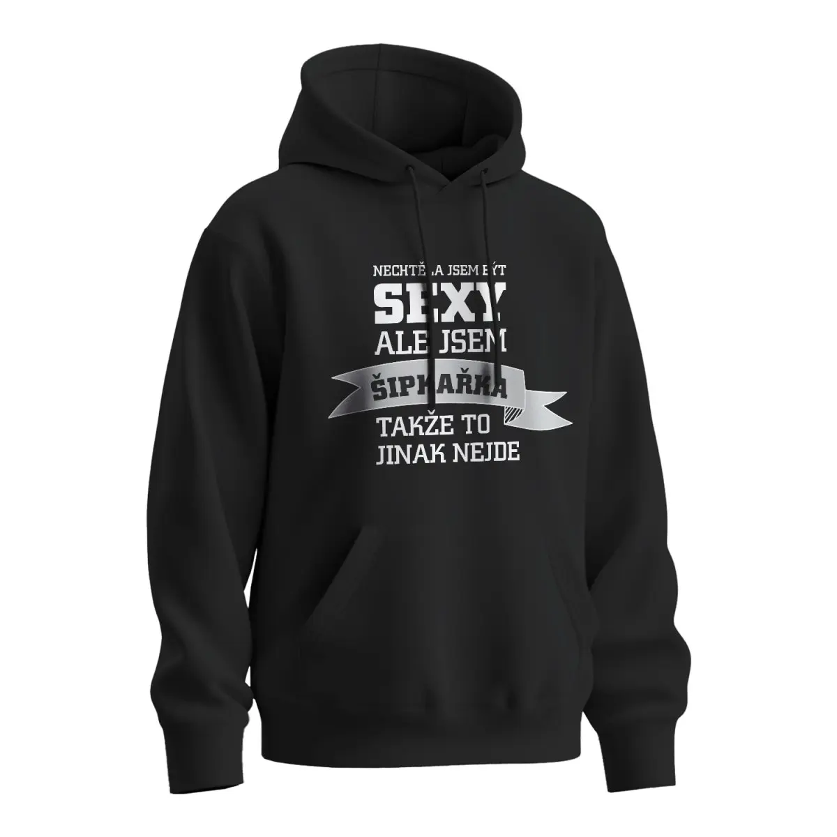 Mikina s potiskem Nechtěla jsem být sexy, ale jsem šipkařka - černá