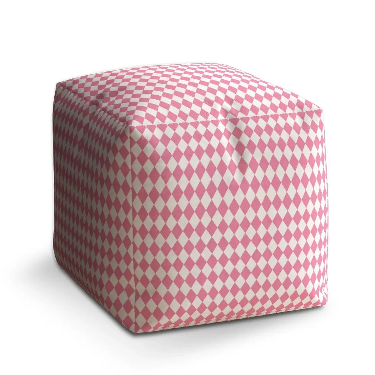 Taburet Cube Růžovobílé kosočtverce - 60x60x60 cm