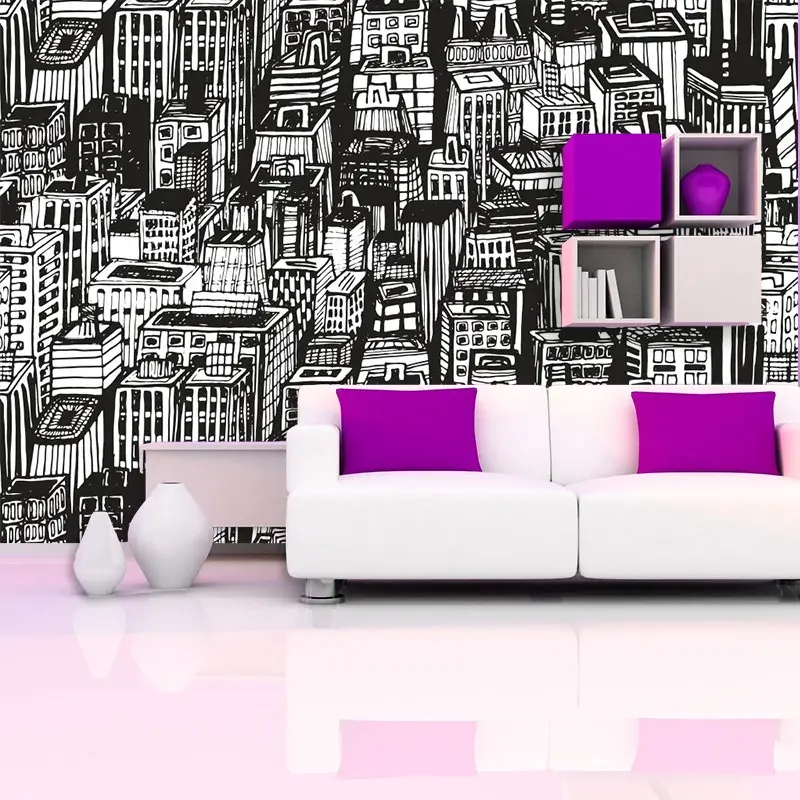 Tapeta Kreslené mrakodrapy - 125x75 cm