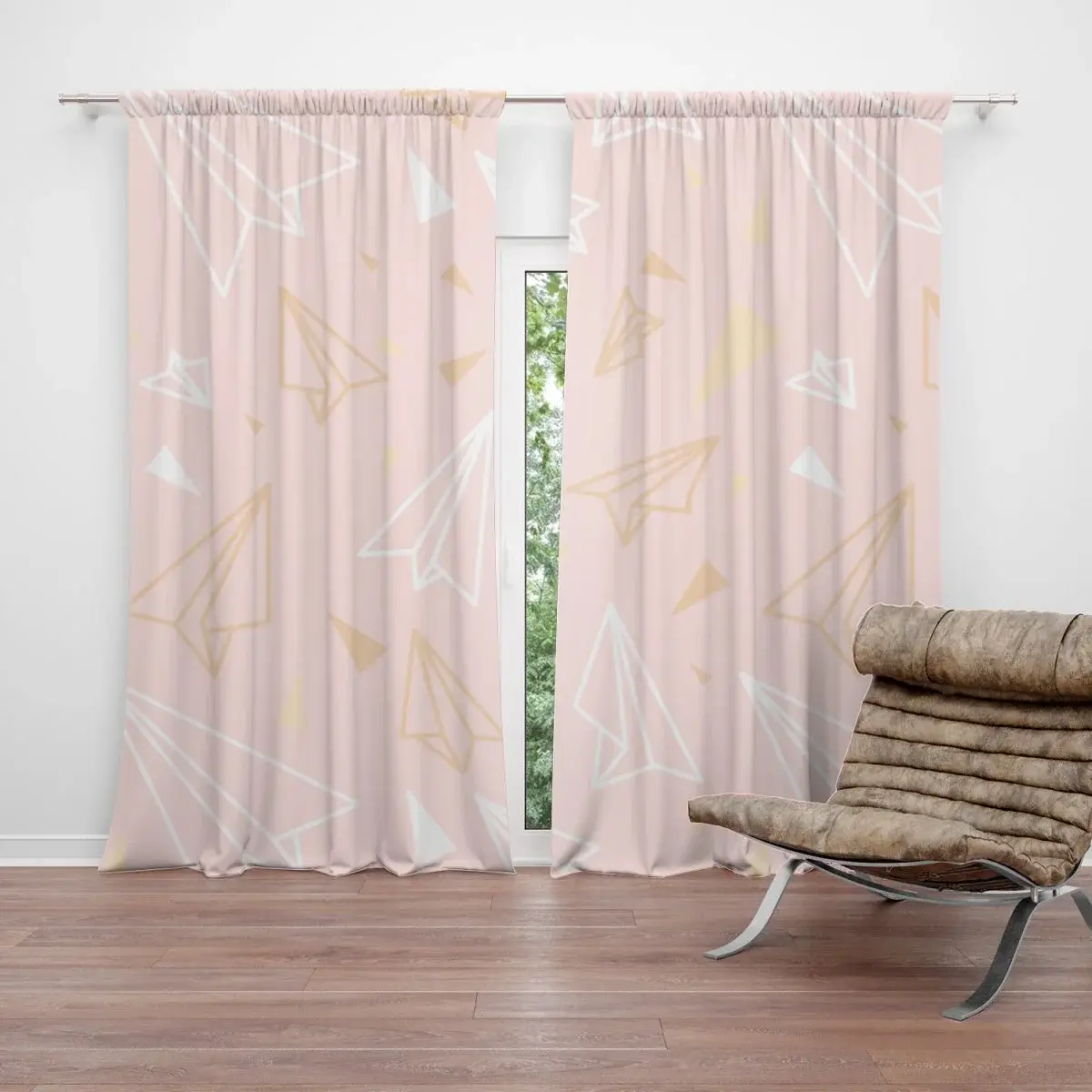 Závěs Zlaté a bílé vlaštovky: 2ks 140x250cm