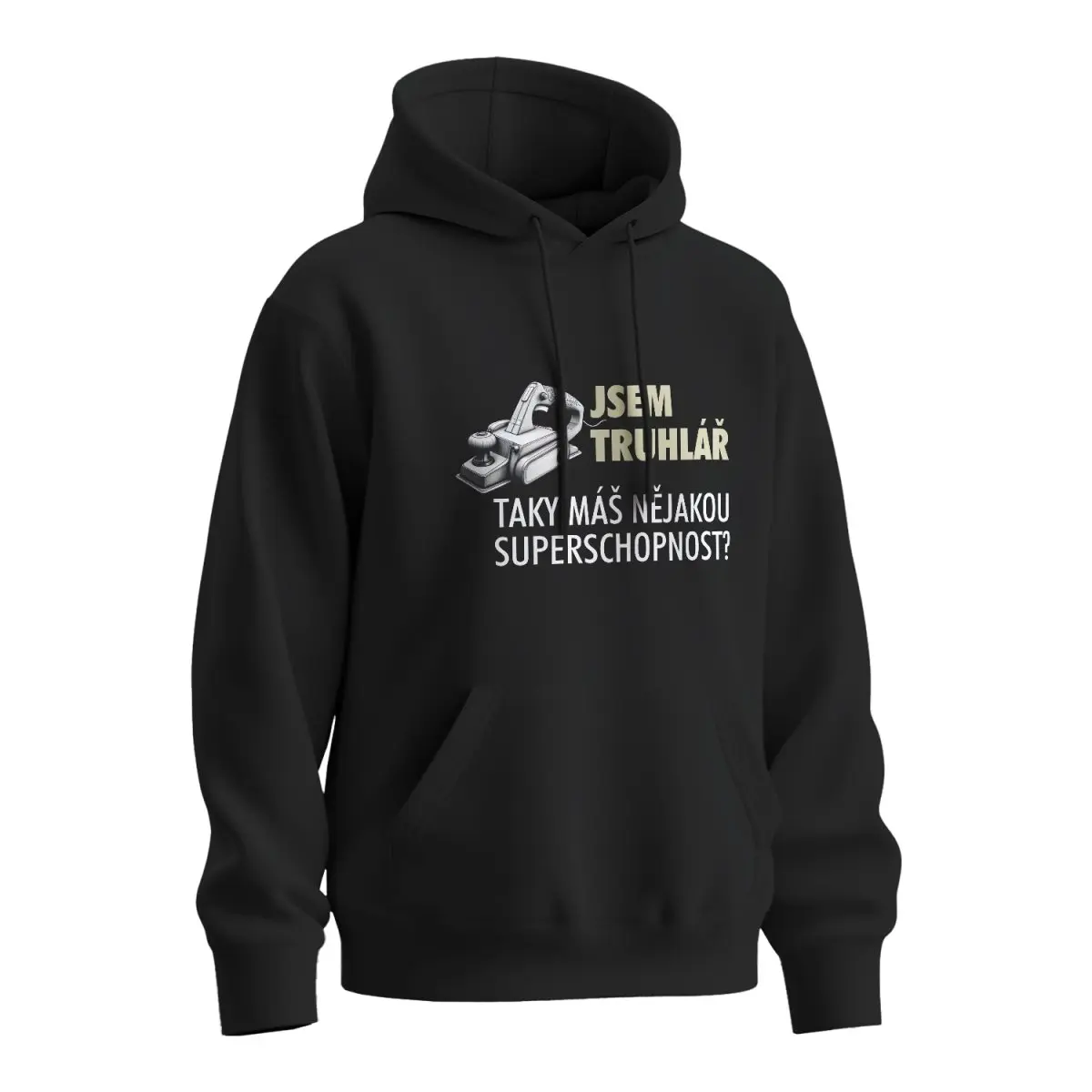 Mikina s potiskem Jsem truhlář, taky máš nějakou superschopnost? - černá 5XL