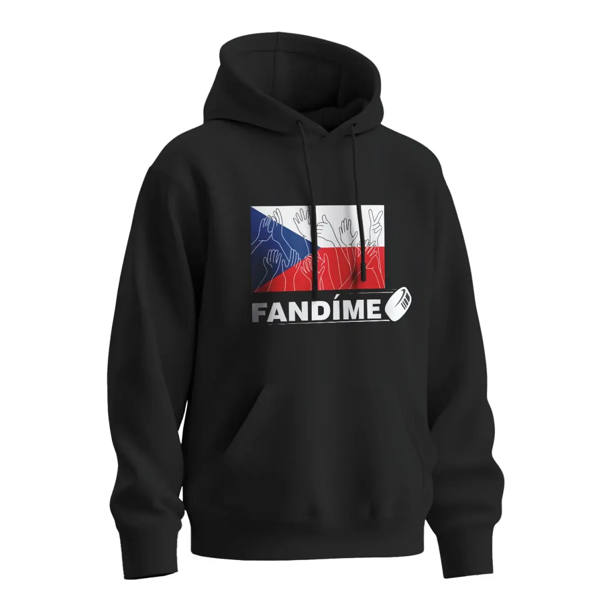 Mikina s potiskem Fandíme českému hokeji - černá 3XL