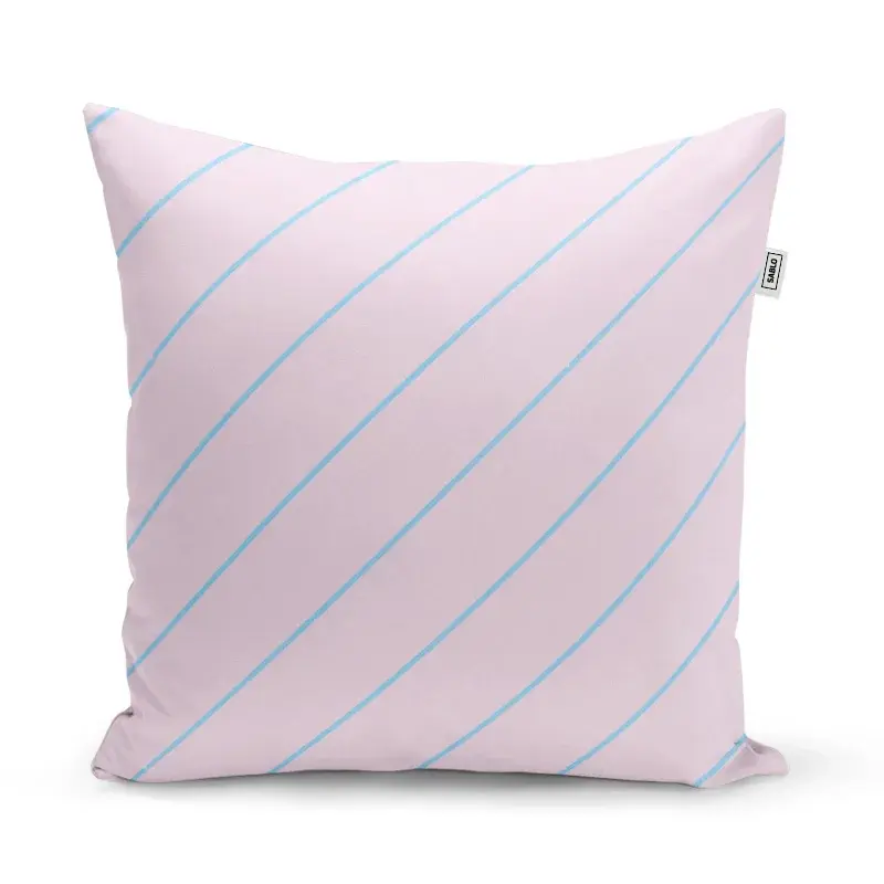 Polštář Modré pruhy na růžové - 60x60 cm