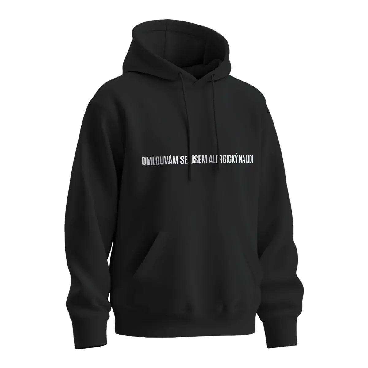 Mikina s potiskem Omlouvám se, jsem alergický na lidi - černá 4XL