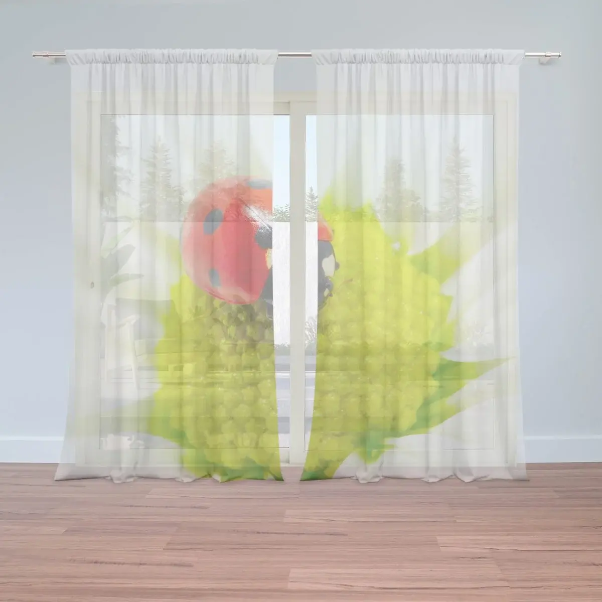 Záclony Beruška na květu: 2ks 150x250cm